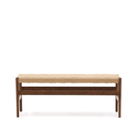 Zaide Скамейка из массива дуба с отделкой под орех и сиденьем из веревочного шнура, 120 см