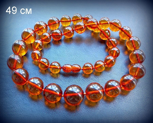 Бусы из коньячного янтаря шары через узелок
