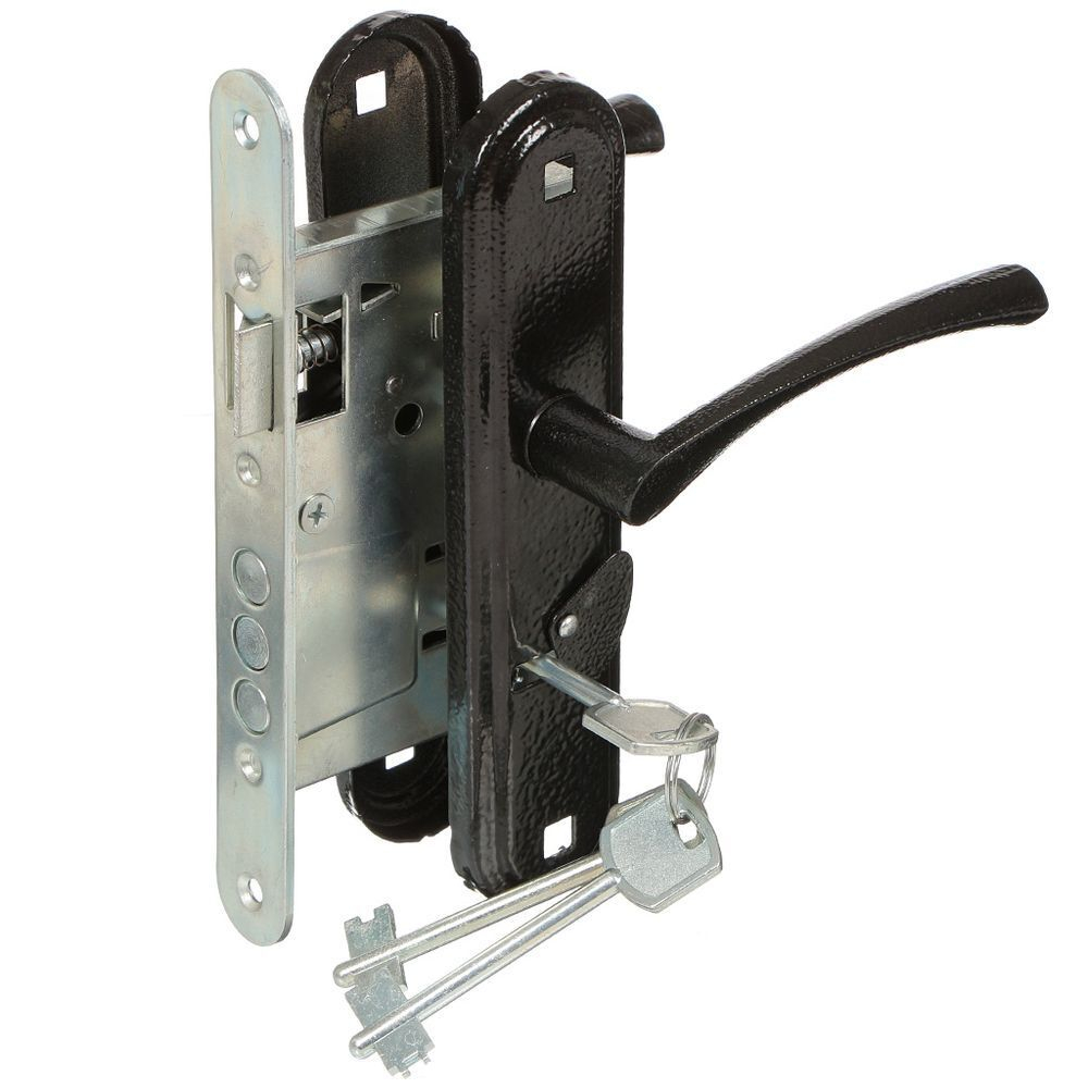 Замок врезной Зенит, ЗВ9-4.2, 00-00000584, ручка в комплект, сувальдный, чер