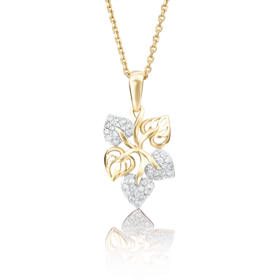 Подвеска «Листья» из лимонного золота с фианитами