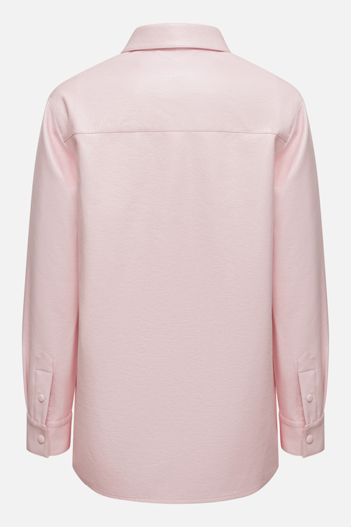 Рубашка из розовой экокожи