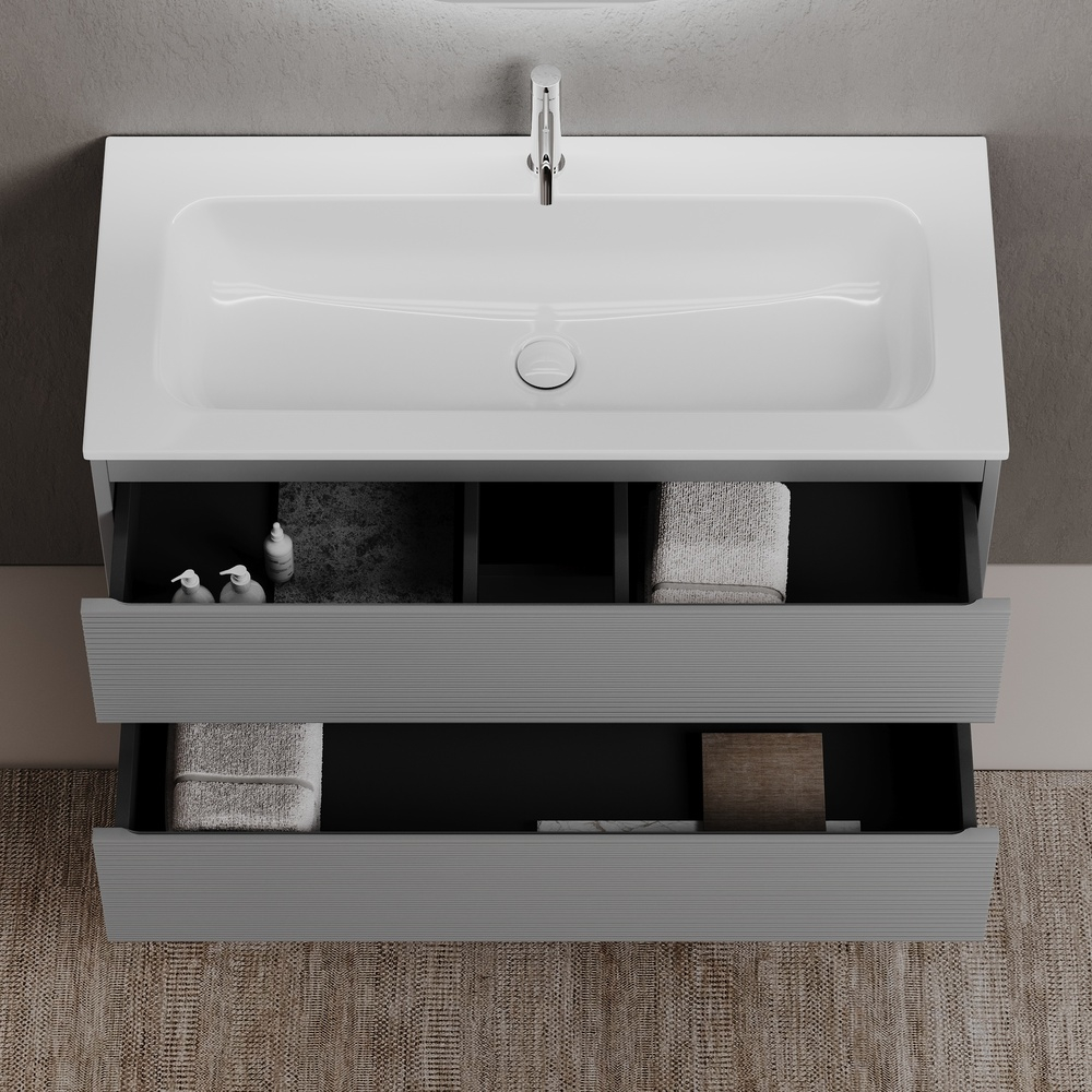 Тумба подвесная под раковину Sancos Folk, Ergraut soft 995х445х500