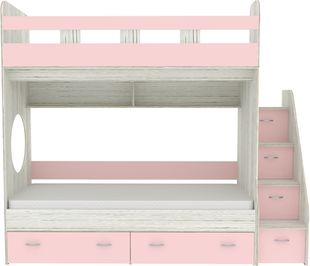 Двухъярусная кровать КарИВи Юниор 1 90х200 Винтерберг Розовый