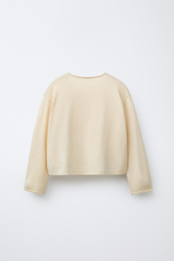 ZARA ТРИКОТАЖНЫЙ КАРДИГАН ИЗ СТРУЯЩЕЙСЯ ТКАНИ С ШЕЛКОМ, ВАНИЛЬНЫЙ