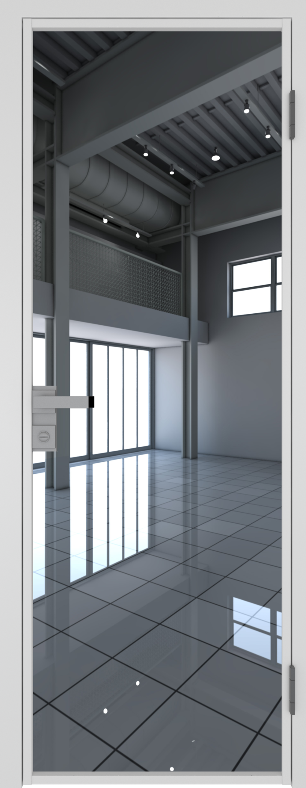 Дверь межкомнатная Профиль Дорс 1AG, цвет белый матовый, алюминий, стекло зеркало