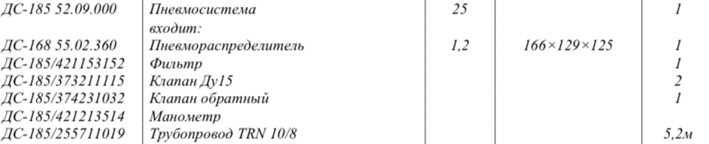 ДС-185 52.09.000 Пневмосистема