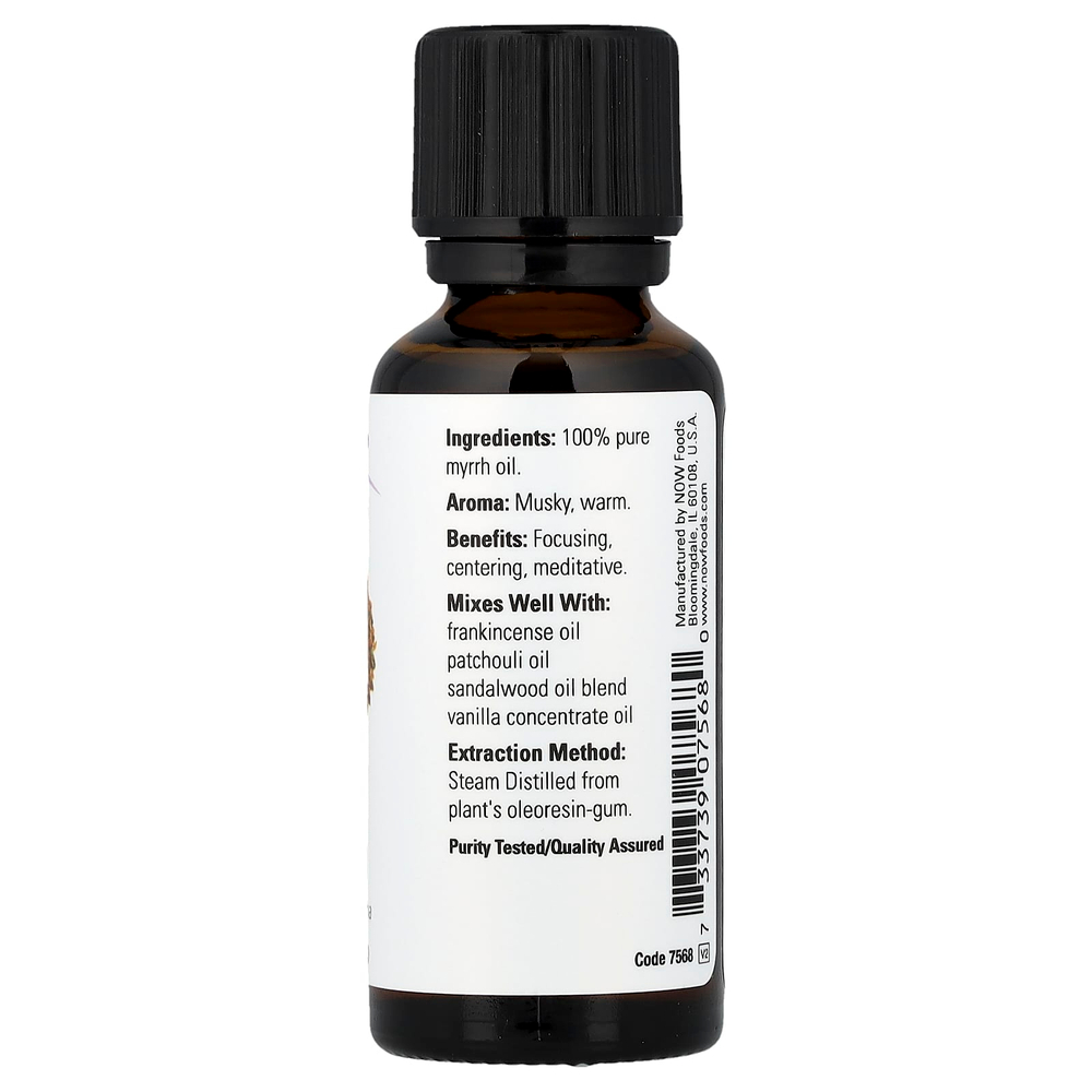 NOW Foods, эфирные масла, на 100% чистая мирра, 30 мл (1 жидк. унция)