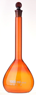 Колба мерная, 1000 мл, темное боросиликатное стекло, пробка стекло