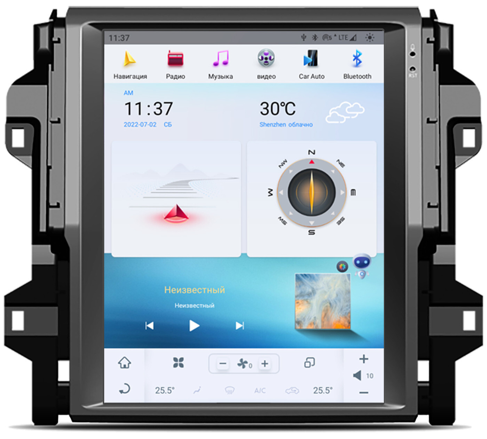 Магнитола для Toyota Fortuner 2015-2022 (климат) - Carmedia ZF-1238-Q6 вертикальный экран в стиле "Тесла" на Android 11, 8Гб+128Гб, CarPlay, 4G SIM-слот