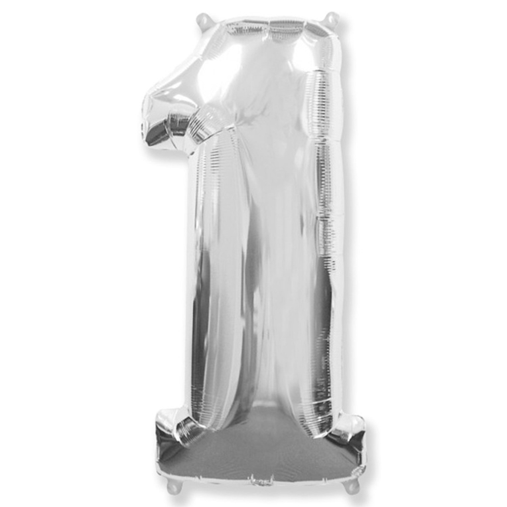 Шар фольгированный Цифра 1 100 см (Серебряный)
