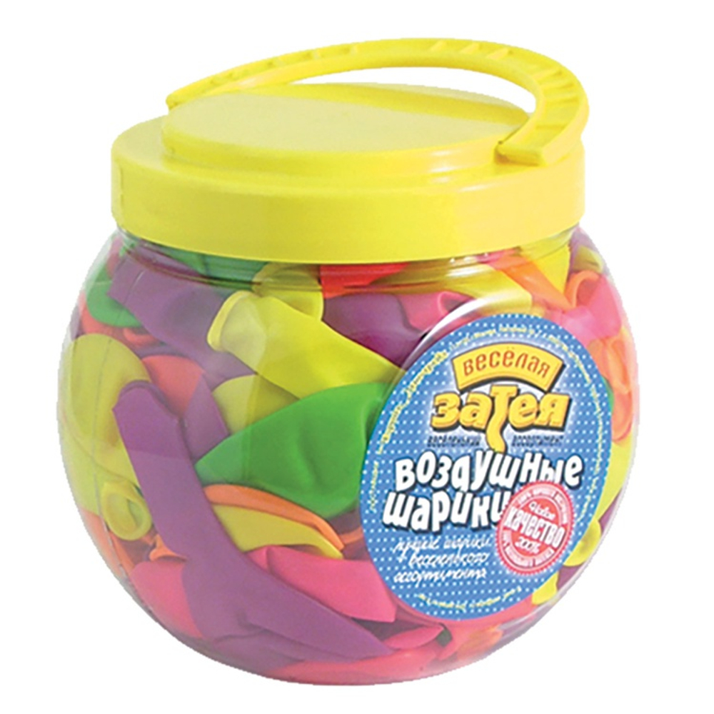 Шар латексный В банке Набор 200 шт Неон 25 см (Ассорти)