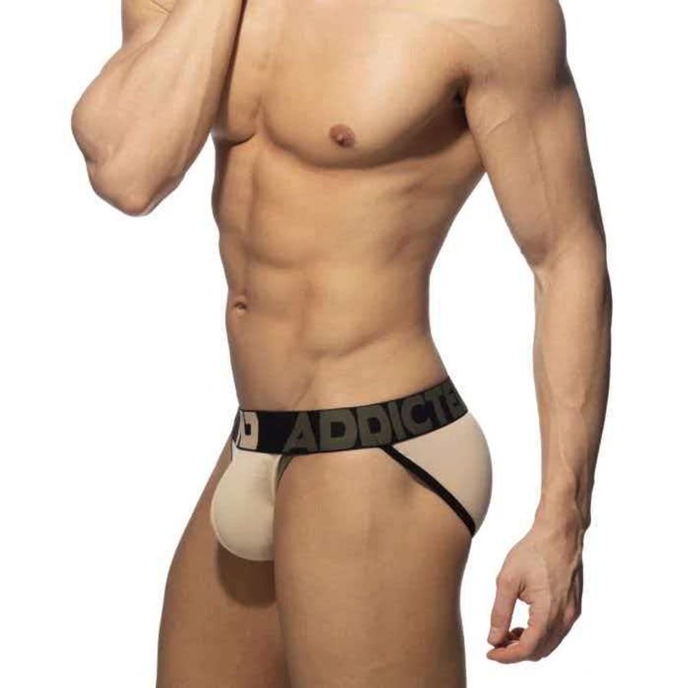 Мужские трусы танга бежевые с пуш-ап Addicted AD1081-20