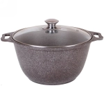 Кастрюля 4л «Marble Induction»(кофейный мрамор) со стеклянной крышкой кмки42а