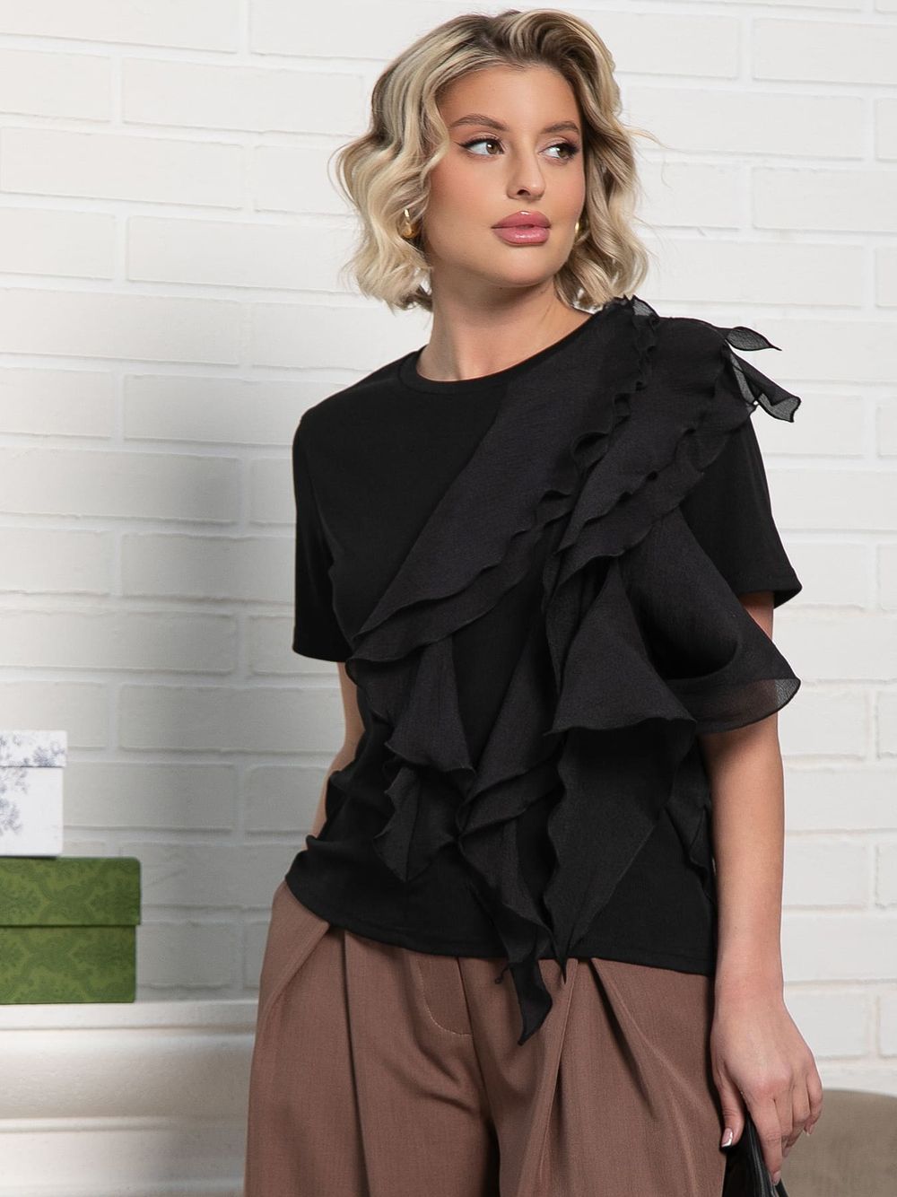 Блуза праздничная Риана ХИТ (черная) Б15078-5М LT Collection