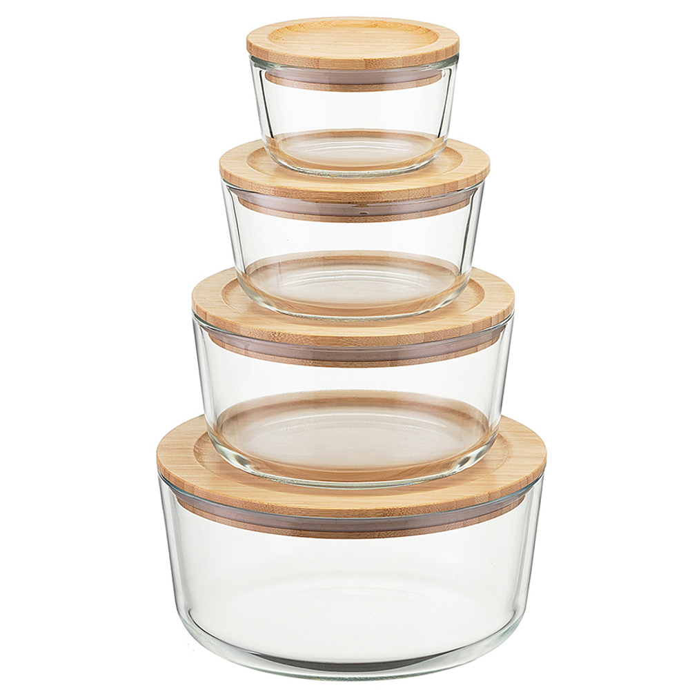 Контейнер 480мл Smart Solutions стеклянный с бамбуковой крышкой