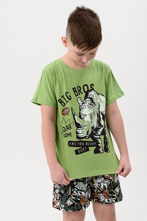Пижама с шортами для мальчика Носорог детская короткий рукав