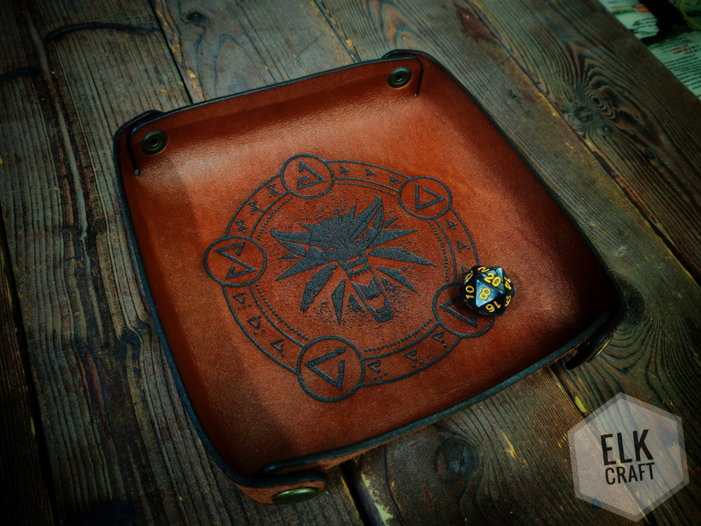 Кожаный дайстрей, миска для кубов.