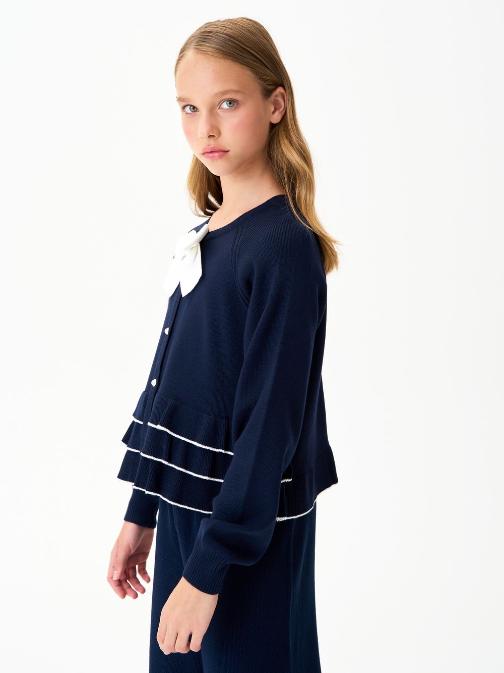 Кардиган для девочки 1165 сине-белый