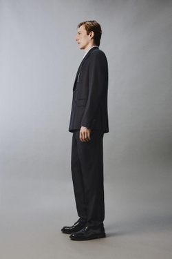 ZARA КОСТЮМНЫЕ БРЮКИ В ПОЛОСКУ ИЗ 100% ШЕРСТИ, МОРСКОЙ СИНИЙ