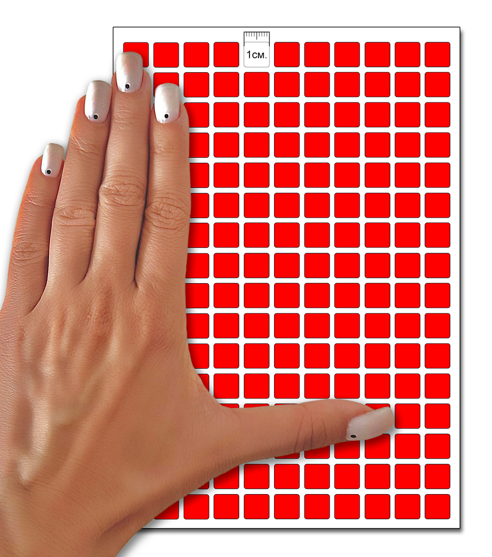 Ярко-красные виниловые наклейки для маркировки Policomprint М14, 10х10 мм. 352 шт., 10х10 мм. 352 шт.