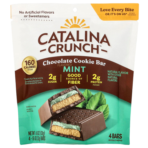 Catalina Crunch, Шоколадное печенье, мята, 4 плитки, 33 г (1,16 унции)