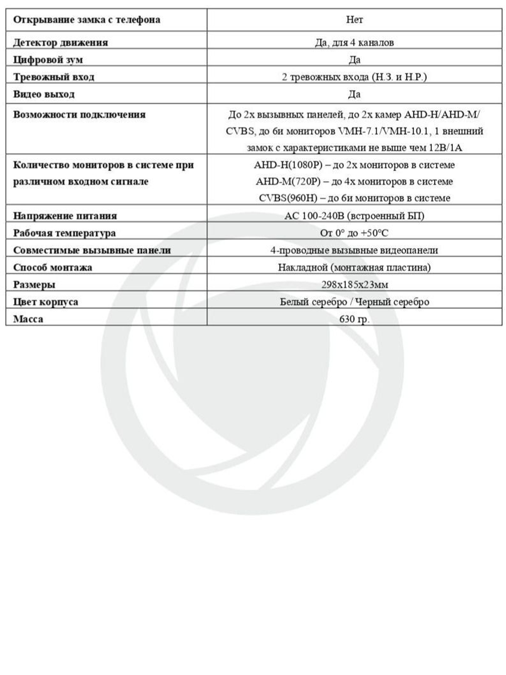 Видеодомофон Optimus VMH-10.1 (Черный/Серебро)