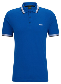 Мужское теннисное поло BOSS x Matteo Cotton Polo Shirt With Contrast Logo Details - medium blue