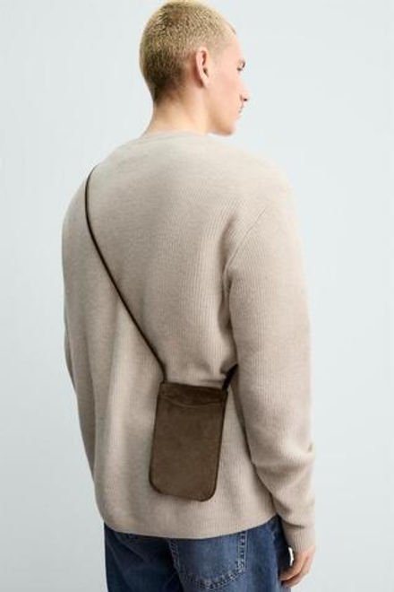 ZARA КОЖАНАЯ СУМКА С ПЛЕЧЕВЫМ РЕМНЕМ, ЗЕЛЕНЫЙ ХАКИ