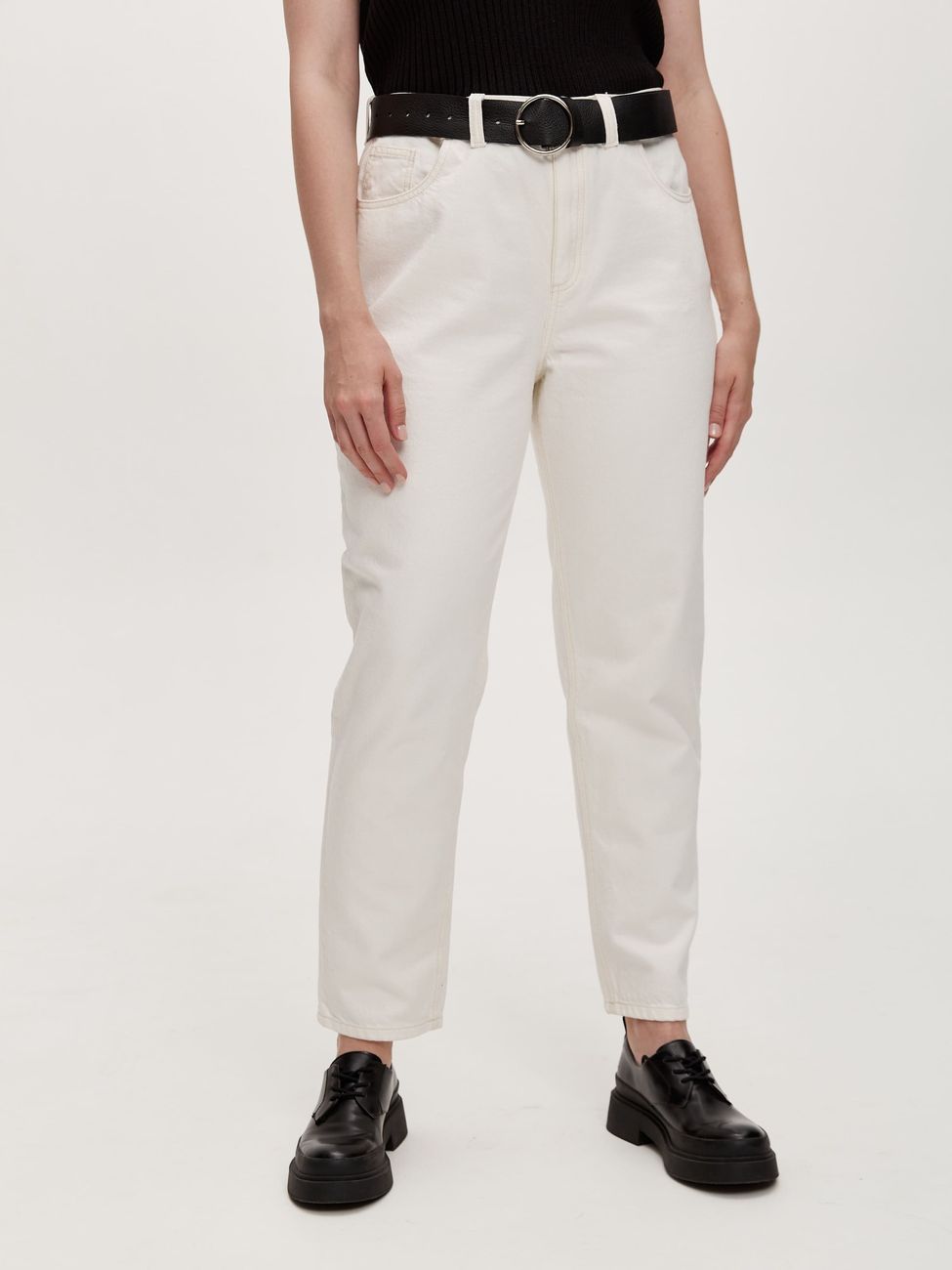 Джинсы mom, белый