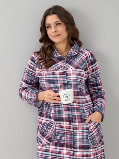 Халат Х-138/клеткасерая-краснобелая