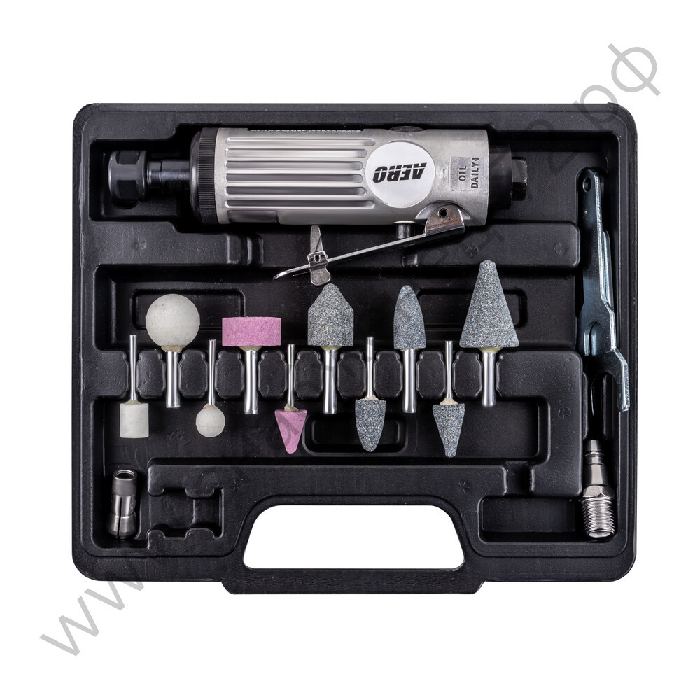 Прямая пневмошлифмашина с набором 15 предметов AERO