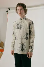 Рубашка FOS С Насекомыми Бежевая Мужская