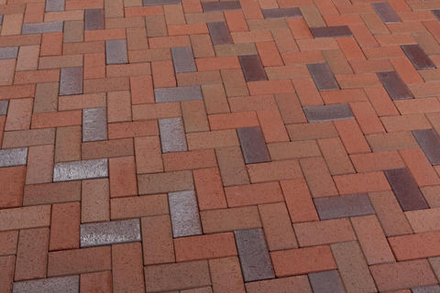 Feldhaus Klinker - P405SKF, Gala alea, красный пестрый, с фиолетовым нагаром, с оттенками, 200x100x40 - Клинкерная тротуарная брусчатка