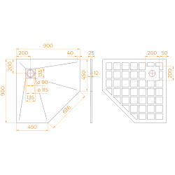 Душевой поддон трапеция STONE TRAY-G