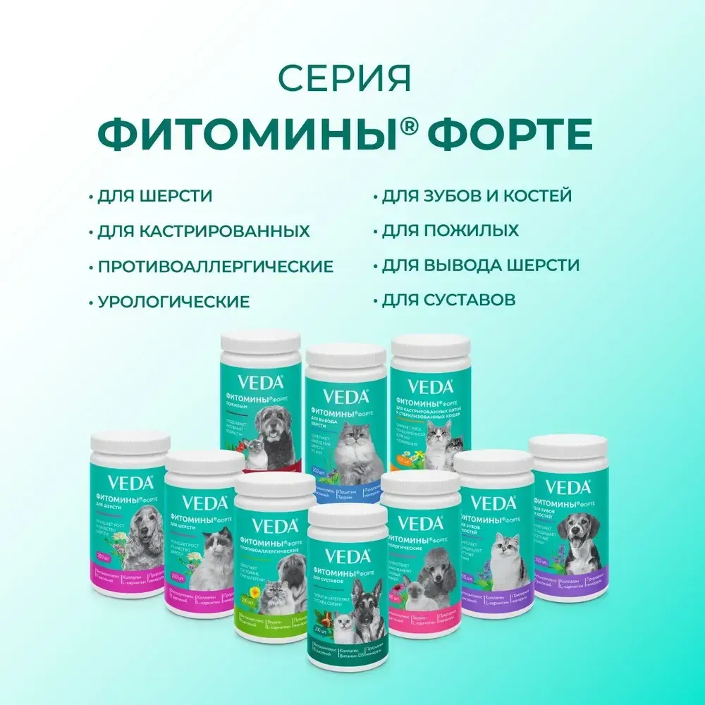 Витамины Фитомины Форте для кошек, для вывода шерсти, 200 таблеток Витамины Фитомины Форте для кошек, для вывода шерсти, 200 таблеток