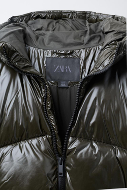 ZARA КУРТКА С КАПЮШОНОМ WATER REPELLENT, ЗЕЛЕНЫЙ