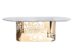 Стол обеденный 240х110х74.5см Garda Decor прозрачный/золотой
