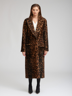 Дубленка леопард двусторонняя без пояса