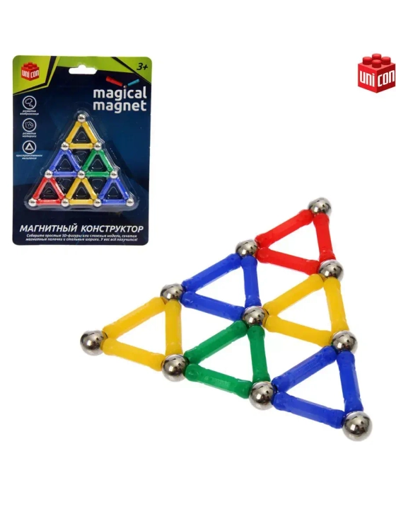 Конструктор магнитный Треугольник, 28 деталей