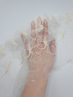 Вышивка на сетке кремовый/золото К736 левая