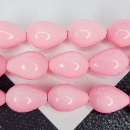 Жемчуг майорка, бусина капля розовая, р-р 9×13мм, штучно