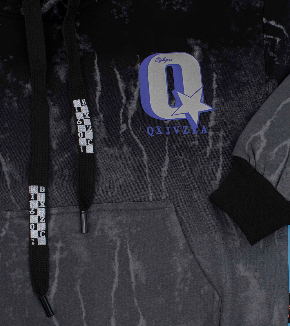 толстовка худи Q звезда теплая флок 4788