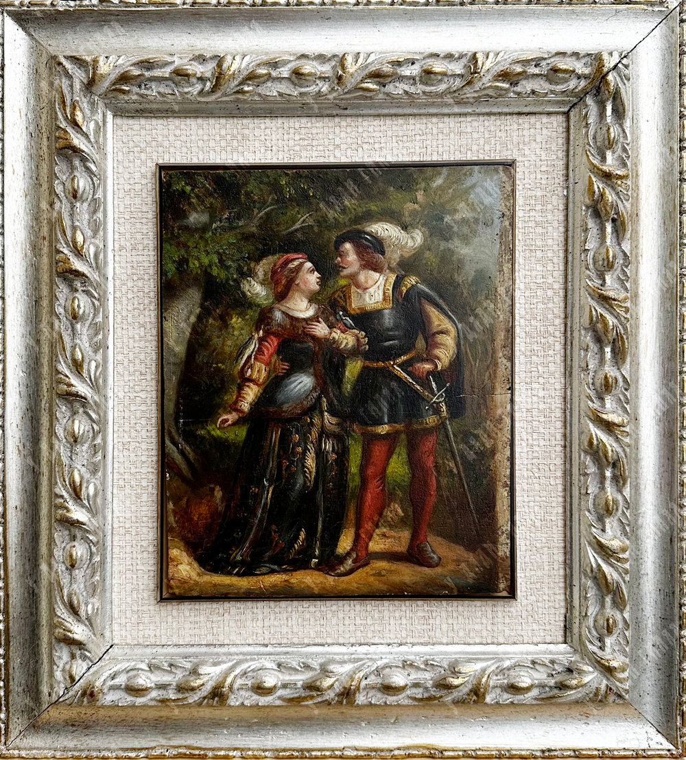 Н/х. «Портрет Дамы и мушкетёра». Дерево, масло. Франция, нач. XIX века.