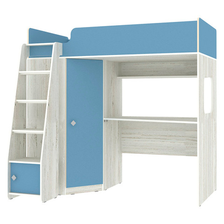 Кровать-чердак КарИВи Л-В603.1 75x175 Винтерберг Светло-синий, голубой
