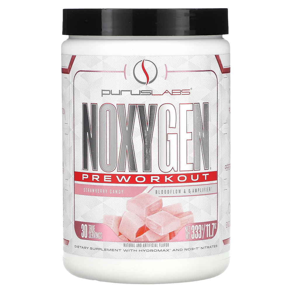 Purus Labs, NOXygen, предтренировочный комплекс, клубничная конфета, 333 г (11,7 унции)