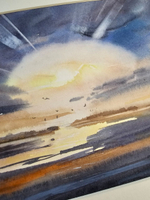 Картина акварельная авторская в паспарту 21х30 см на стену для интерьера "Танец света"