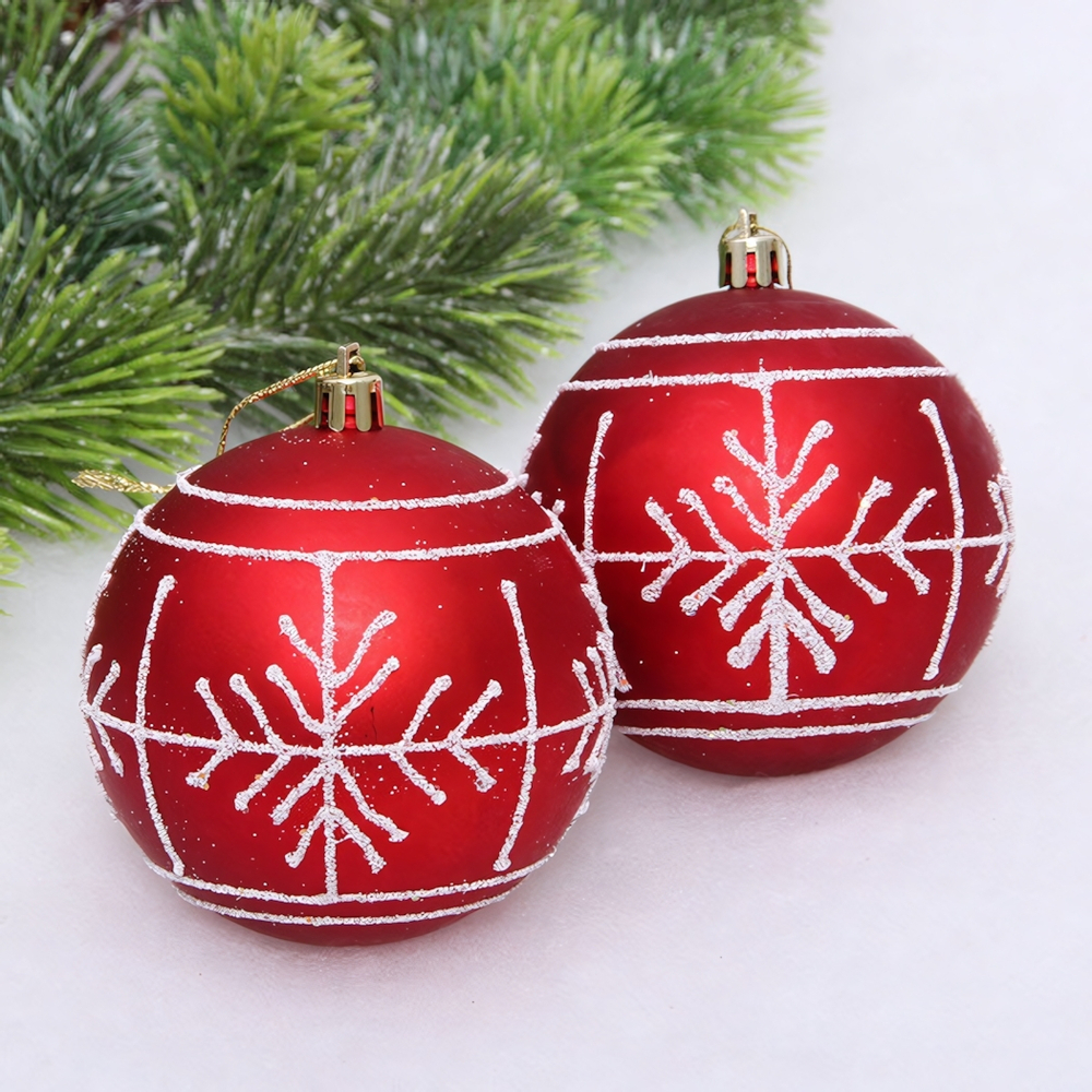 Новогодние шары «Сияние» 8 см (набор 2 шт), Красный