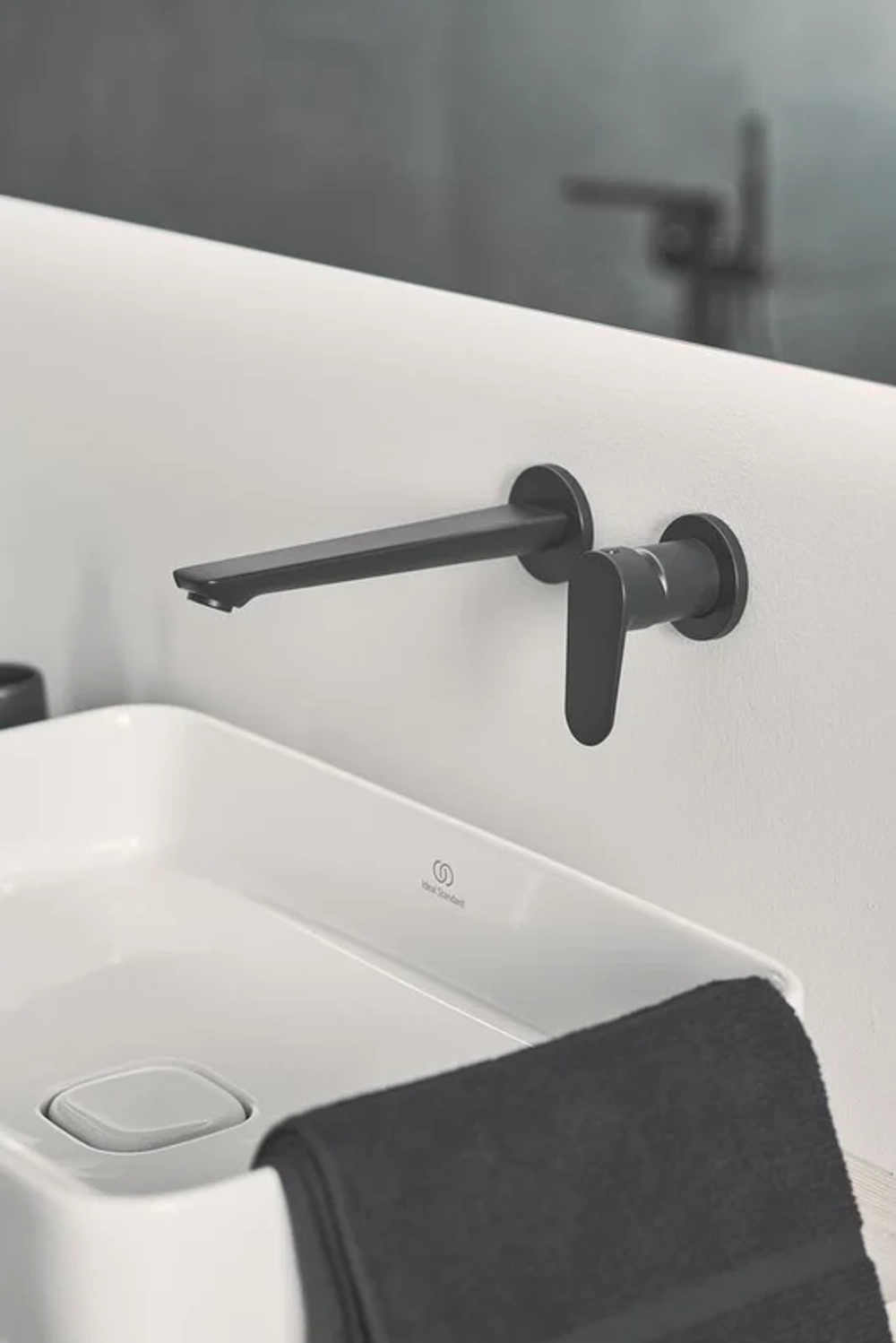 Смеситель для умывальника встраиваемый в стену CERAFINE O IDEAL STANDARD, черный матовый (наружная часть)