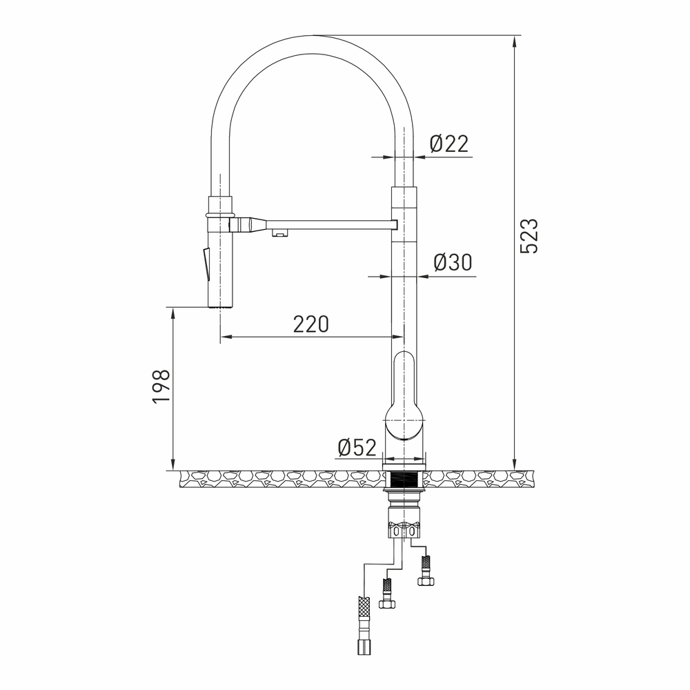 Смеситель для кухни 35k MIXLINE MLSS-0401 СЕРЫЙ гиб. излив магнит, подкл.к фильтру, п/гайку САТИН