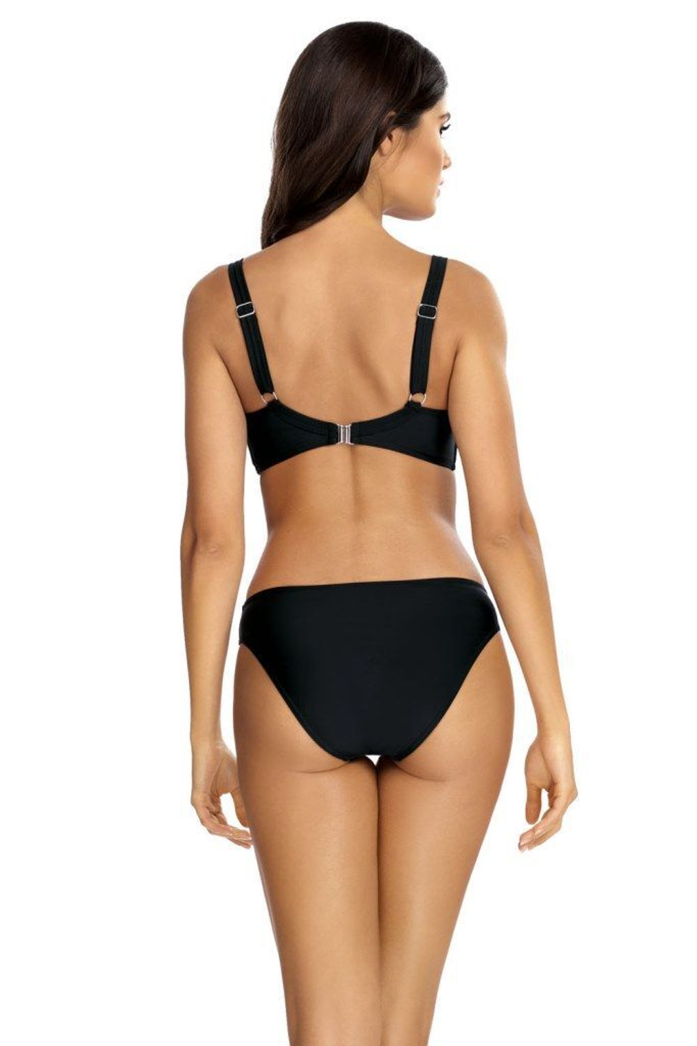 Элегантный раздельный купальник с чашками на тонком поролоне (Размер: 85F/42) (Цвет: черный)